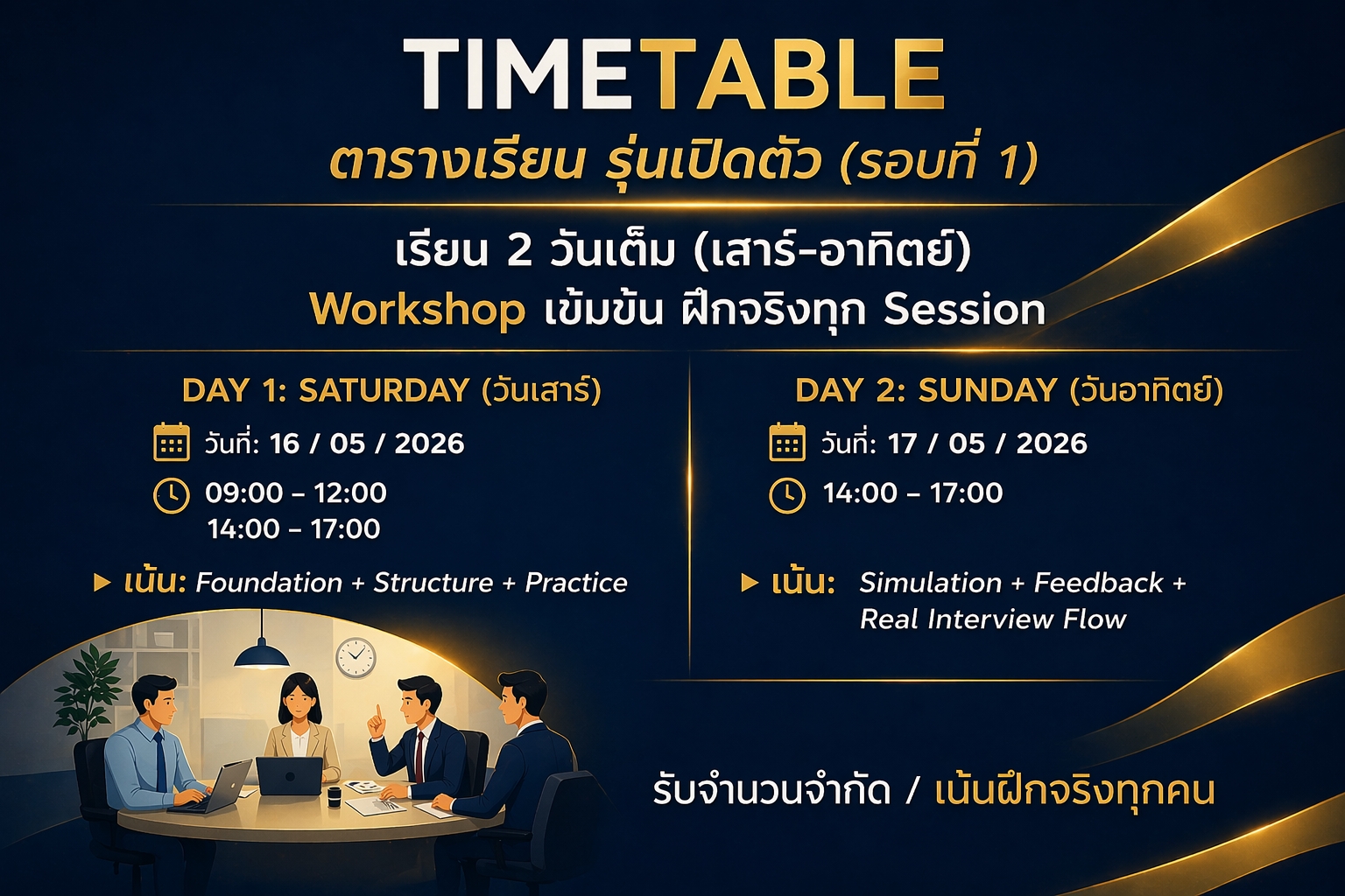 ตารางเรียนคอร์ส Confidence Code ส่วนที่ 2